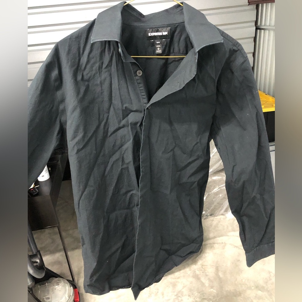 Men’s Express 1MX Black Button Down Dress Shirt- Slim Medium
